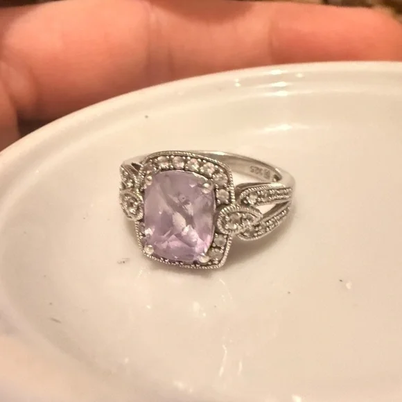 Vintage style, Amethyst & Genuine Diamond Filigree ring sz7 (Has Video) - Picture 17 of 17